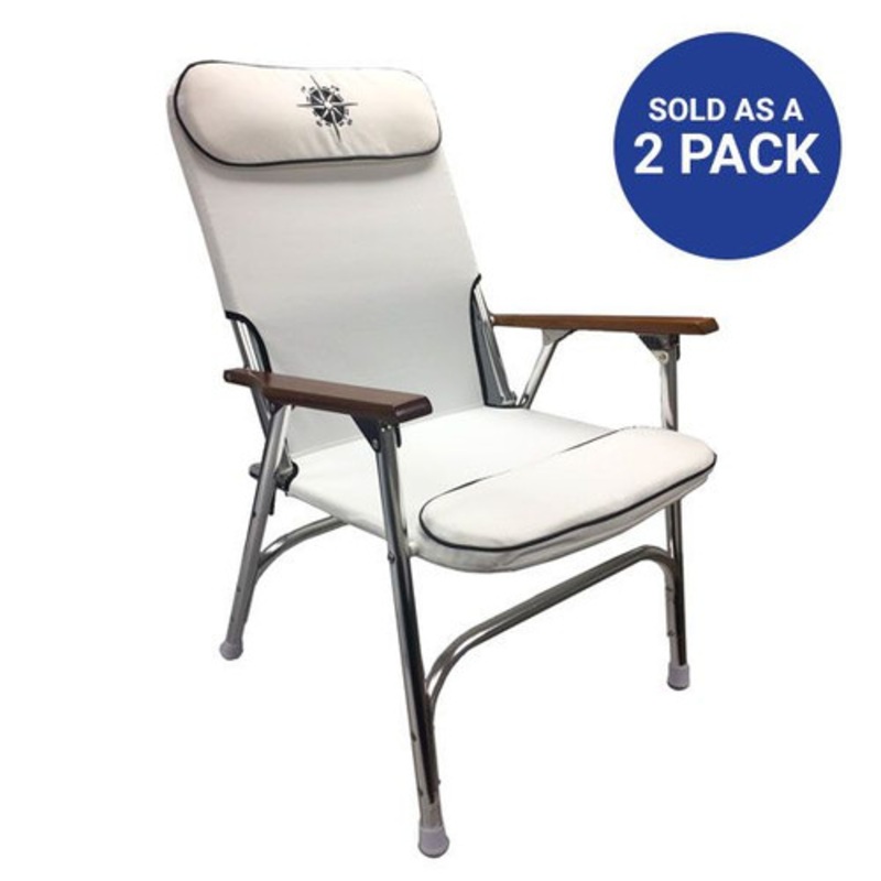 White Padded Aluminum Deck Chair – High Back