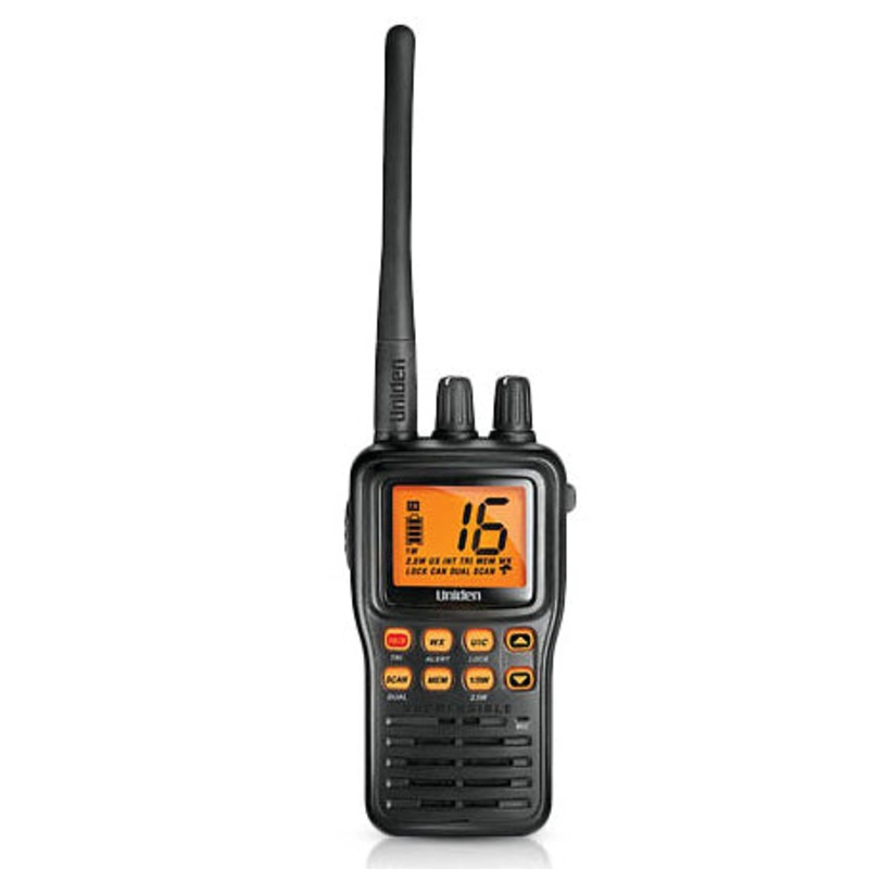 UNIDEN MHS75 HAND HELD is a waterproof, portable two way VHF Marine radio