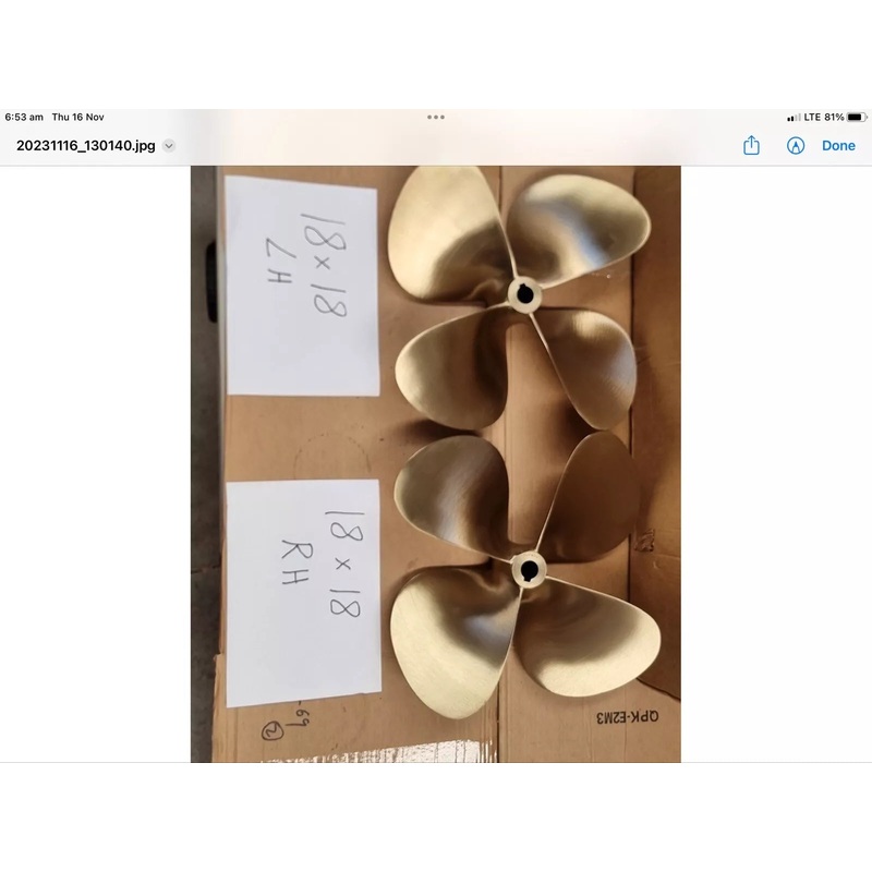 Propeller Pair. 4 X18 X. 18 Cr 1 1/4 Shaft . Sae Taper
