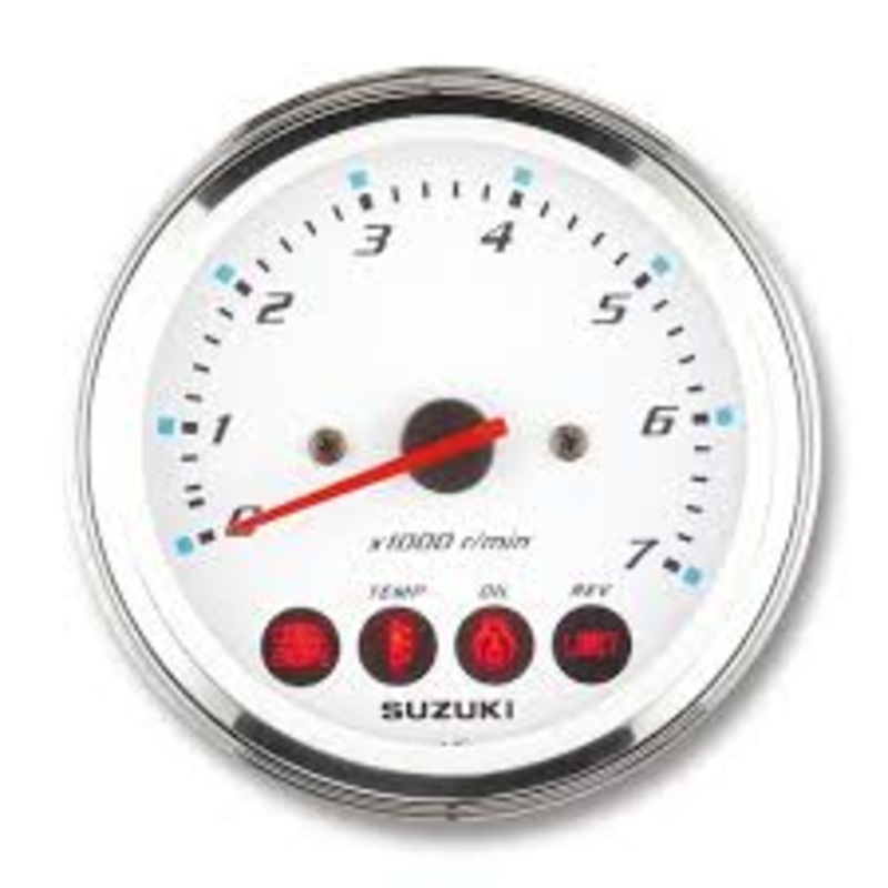 Suzuki 4 White Face Tachometer with monitor functions; 34200-93J14